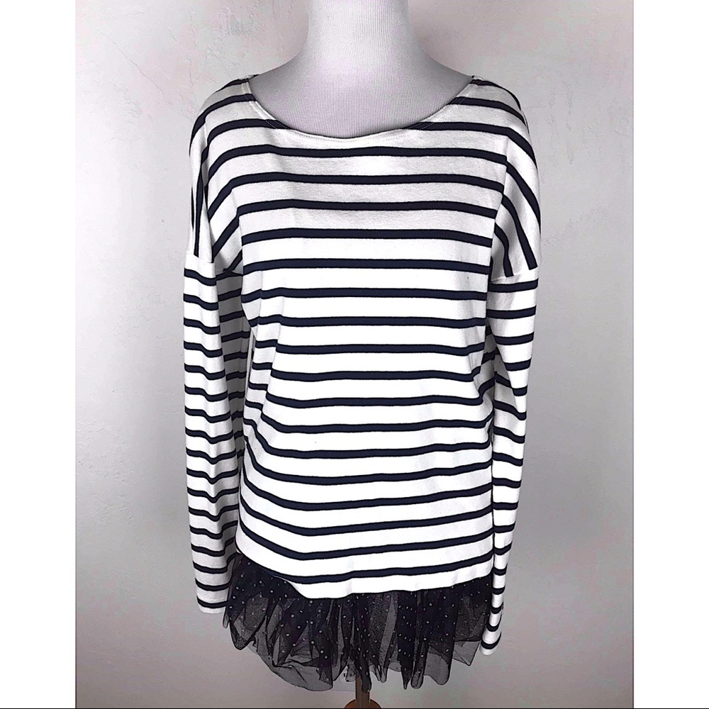 J.Crew for Net A Porter Stripe Tulle Trim Top - Picture 3 of 4